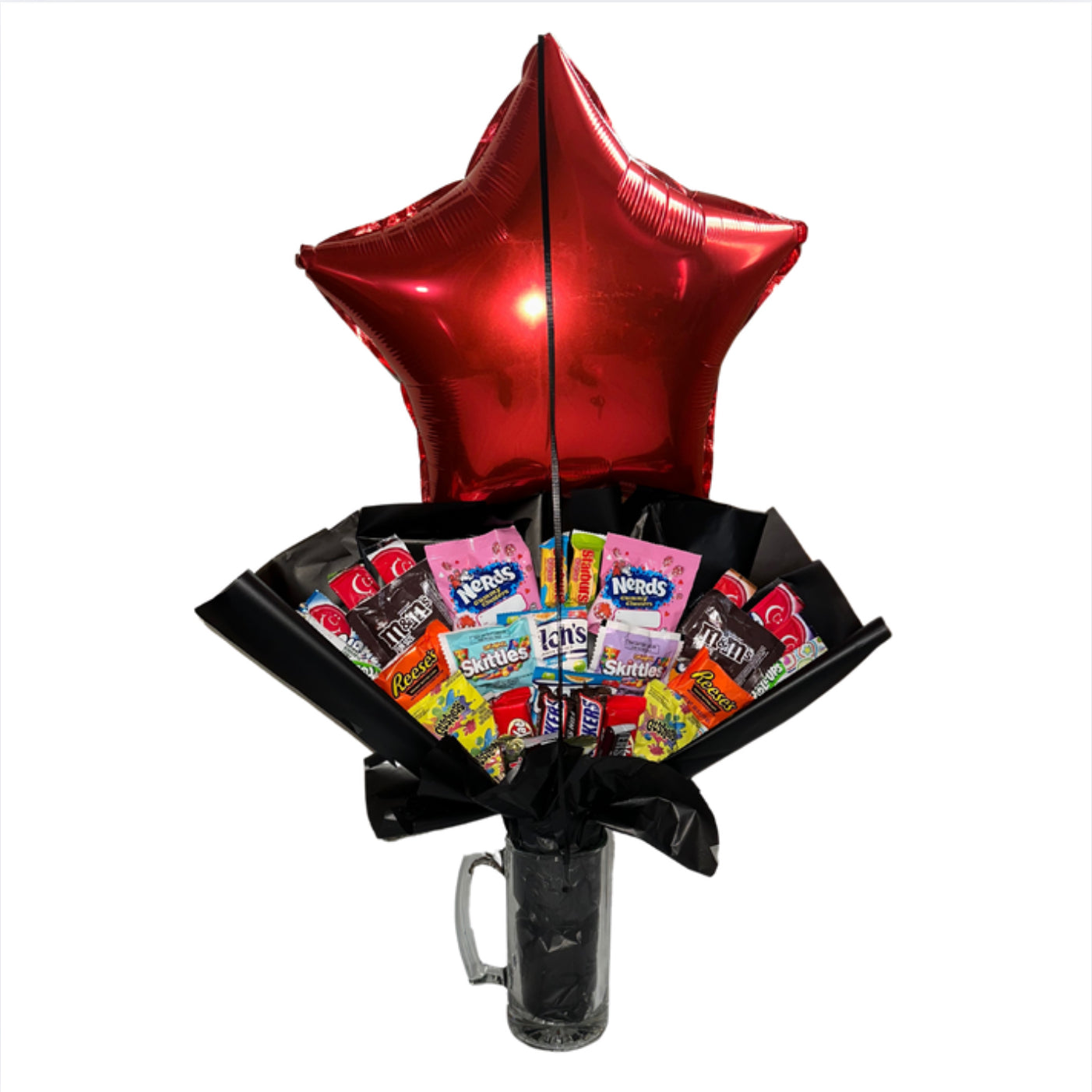 Candy/ Balloon Arrangement in Glass Beer Mug