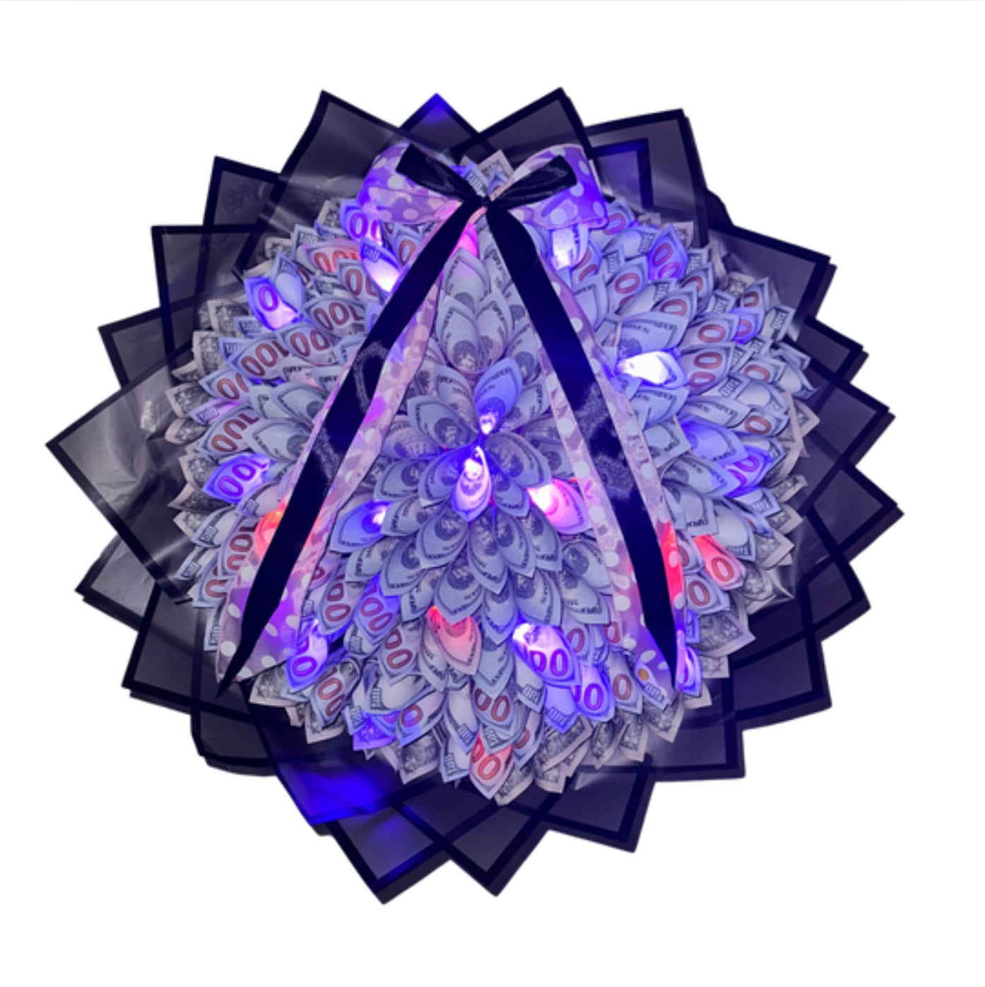 Single Bow LED Light Money Bouquet