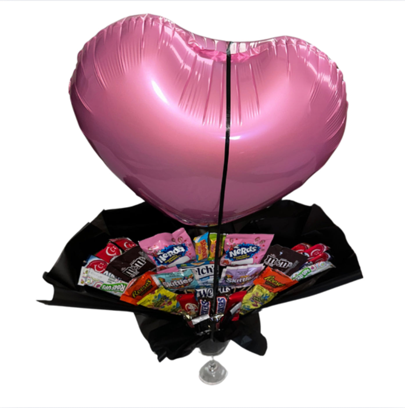 Candy/ Balloon Arrangement in Wine Glass Base