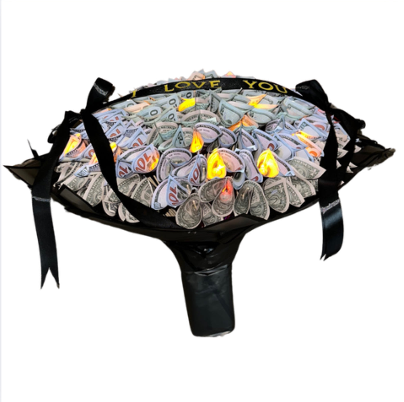 "I Love You" LED Light Money Bouquet "FOR CUSTUM MESSAGE CONTACT US*