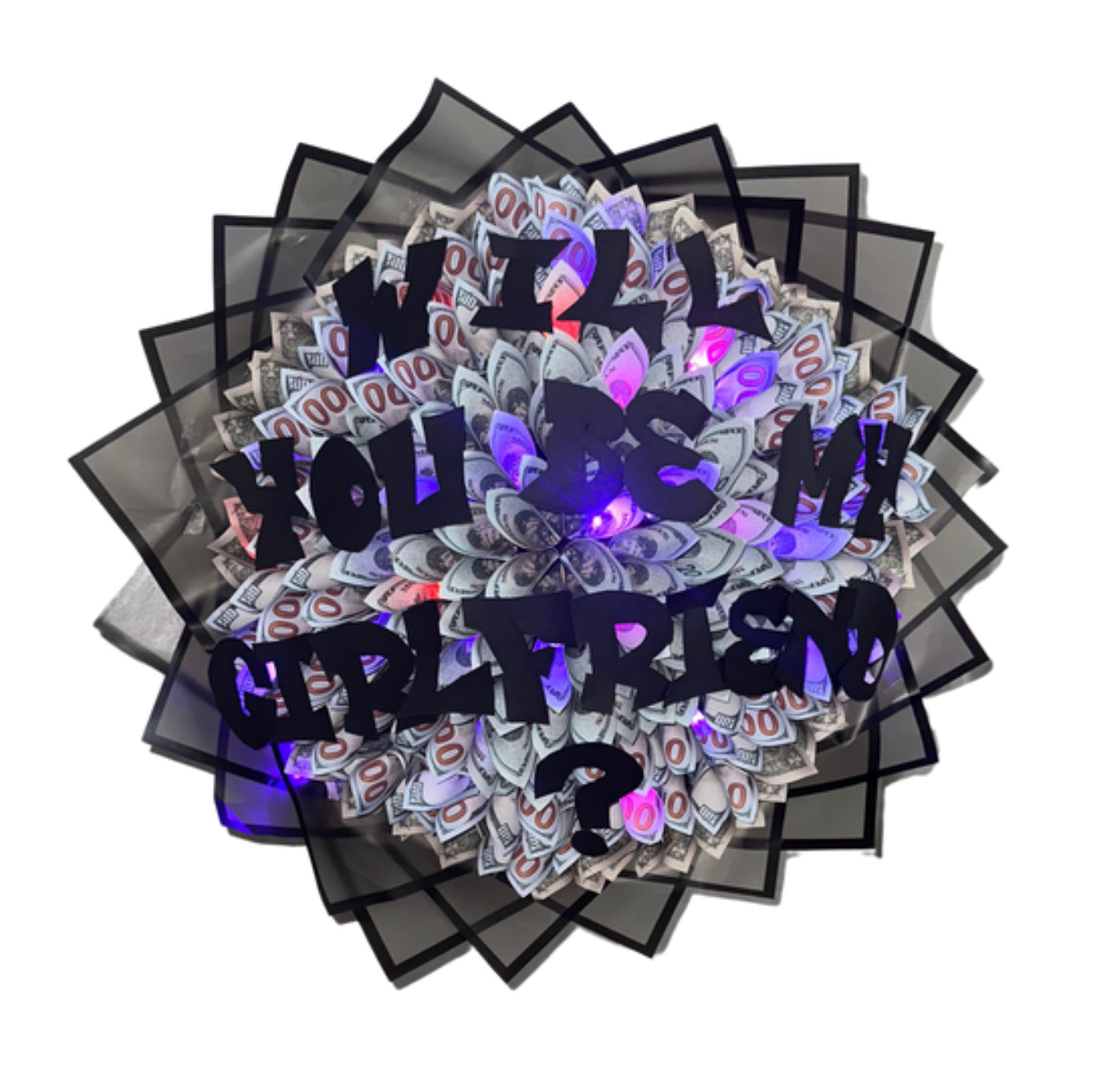 "Will You Be My Girlfriend?" LED Light Money Bouquet