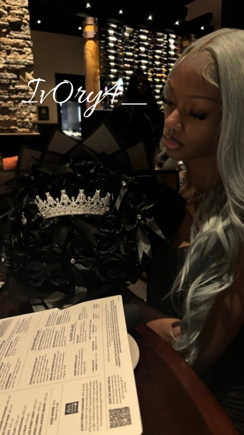 Crown And Bows Artificial Glitter Rose Bouquet