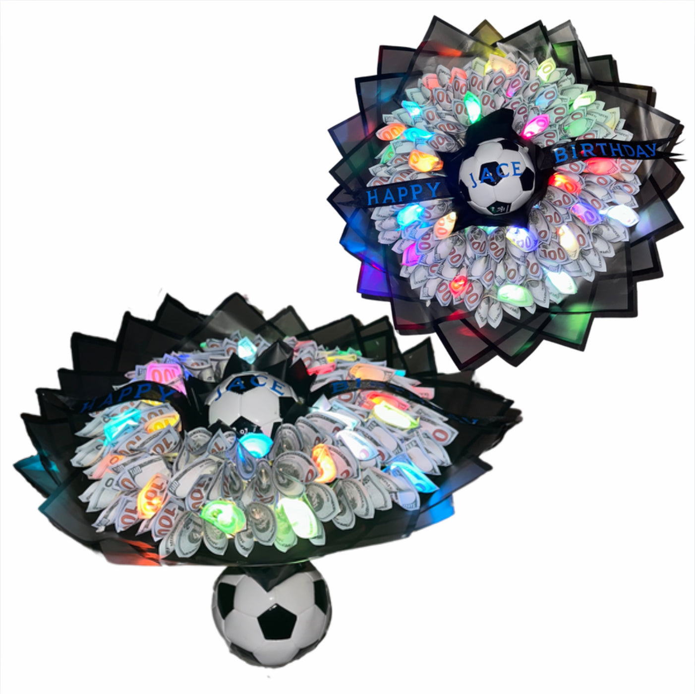 LED Light Soccer Money Bouquet With Base (CONTACT US FOR NAME)