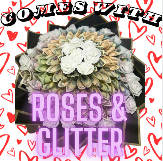 Money Glitter Artificial Rose Bouquet 💵