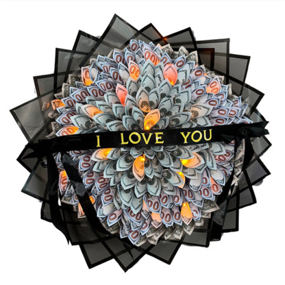 "I Love You" LED Light Money Bouquet "FOR CUSTUM MESSAGE CONTACT US*