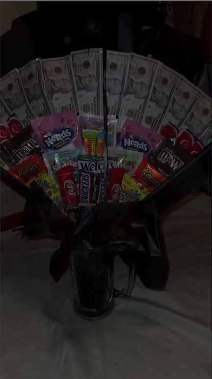 Candy/ Money/ Balloon Arrangement in Glass Beer Mug