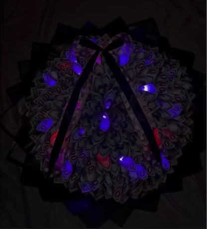 Single Bow LED Light Money Bouquet
