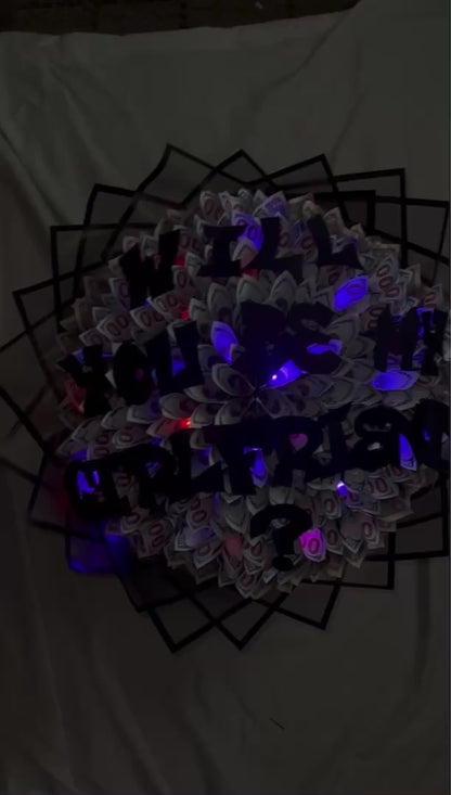 "Will You Be My Girlfriend?" LED Light Money Bouquet