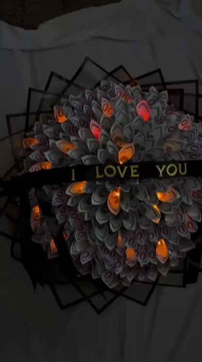 "I Love You" LED Light Money Bouquet "FOR CUSTUM MESSAGE CONTACT US*