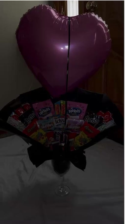 Candy/ Balloon Arrangement in Wine Glass Base