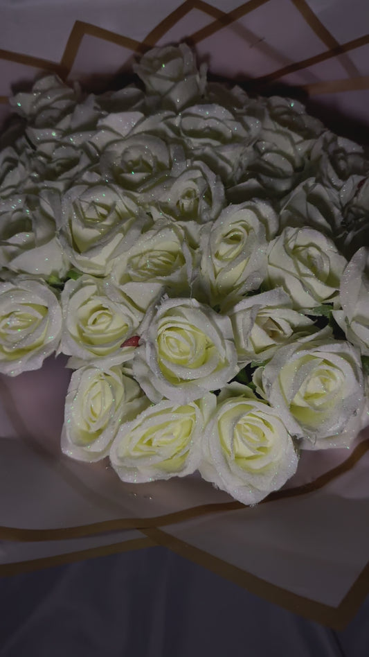 Glitter Artificial Rose Bouquet
