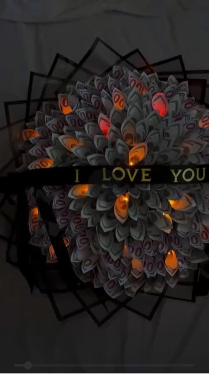 "I Love You" LED Light Money Bouquet "FOR CUSTUM MESSAGE CONTACT US*