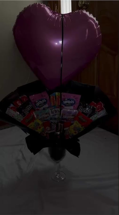 Candy/ Balloon Arrangement in Wine Glass Base
