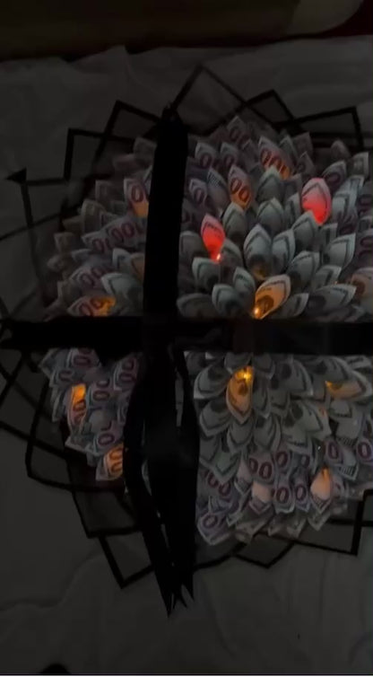 LED Light Money Bouquet With Ribbon And Bow