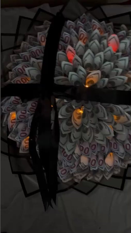 LED Light Money Bouquet With Ribbon And Bow