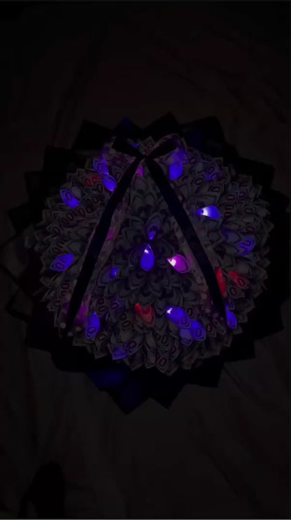 Single Bow LED Light Money Bouquet